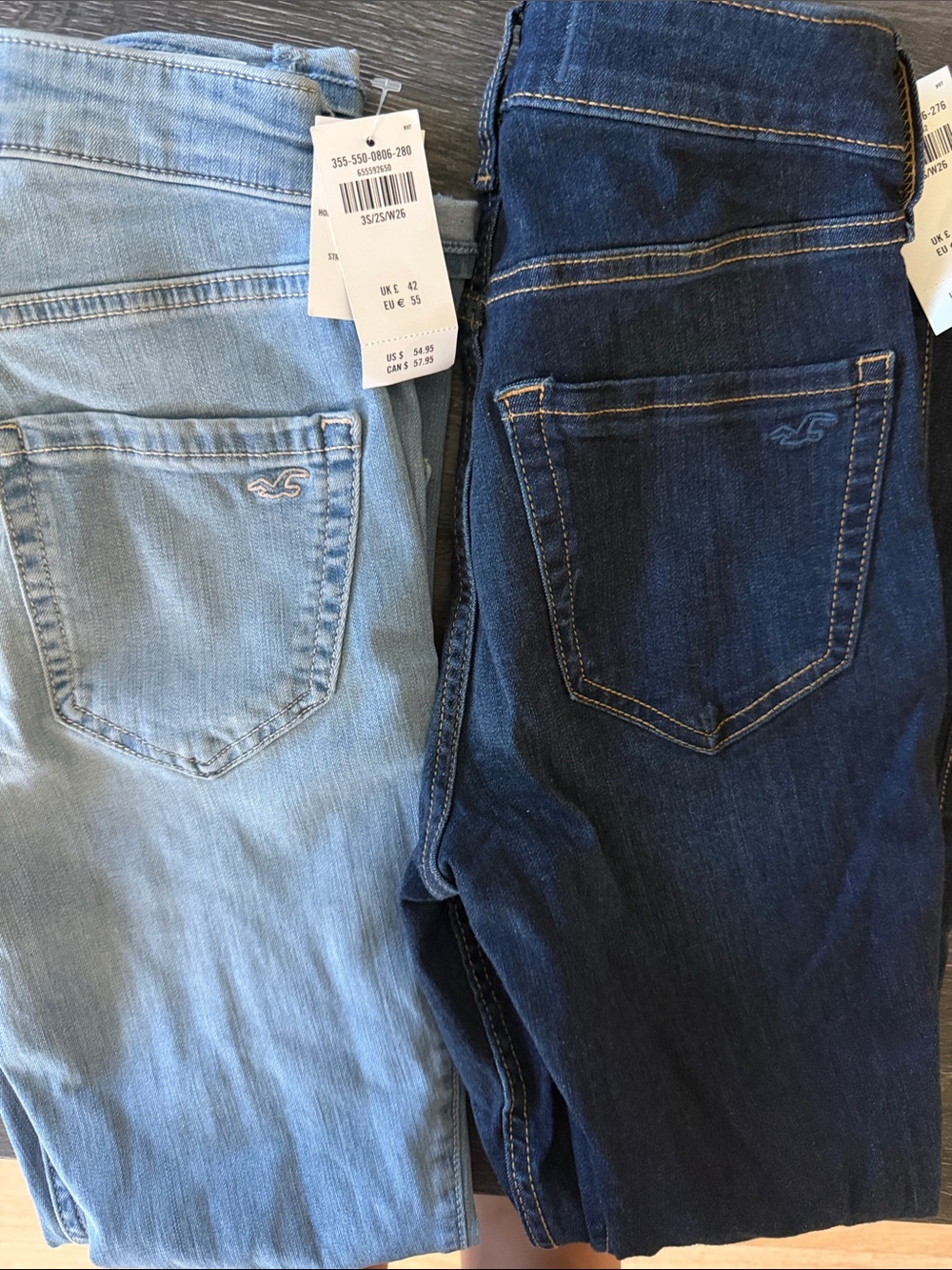 Hollister Women’s Skinny Jeans — Light Blue & Dark Blue Washes